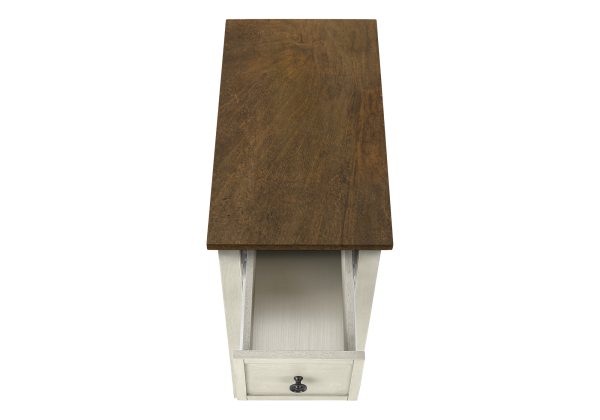 ACCENT TABLE - 24"H / ANTIQUE WHITE / ESPRESSO VENEER
