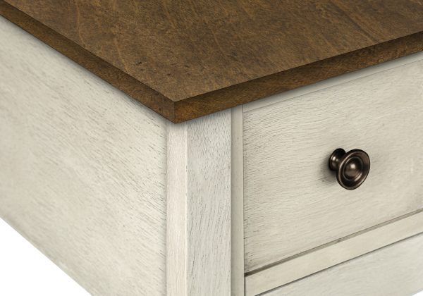 ACCENT TABLE - 24"H / ANTIQUE WHITE / ESPRESSO VENEER