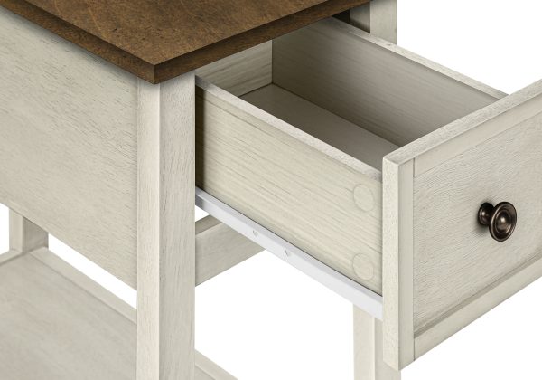 ACCENT TABLE - 24"H / ANTIQUE WHITE / ESPRESSO VENEER