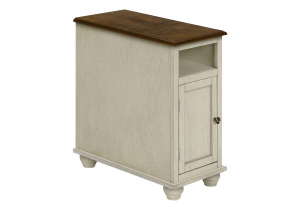 ACCENT TABLE - 24"H / ANTIQUE WHITE / ESPRESSO VENEER