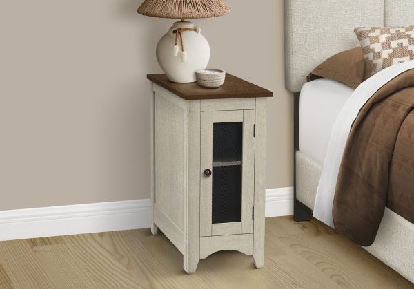 ACCENT TABLE - 24"H / ANTIQUE WHITE / ESPRESSO VENEER