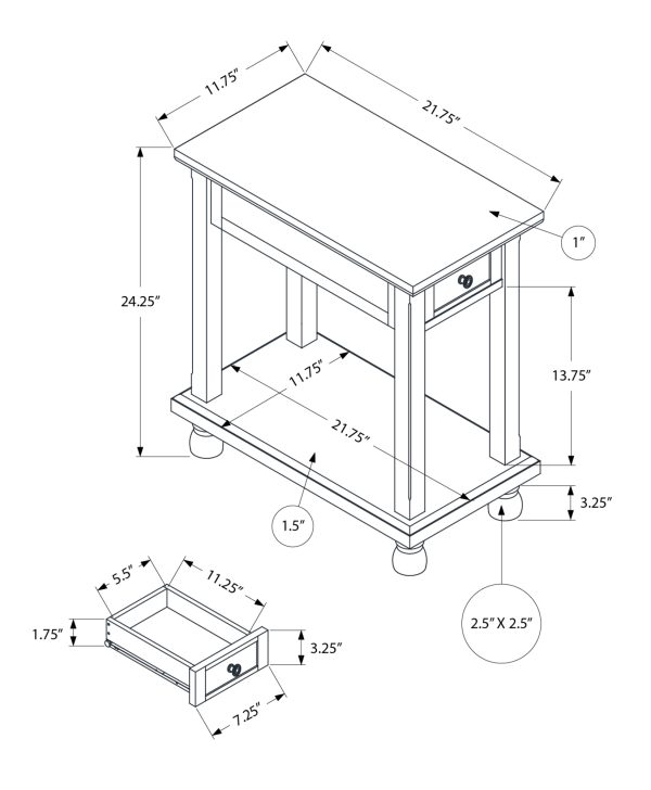 ACCENT TABLE - 24"H / ESPRESSO VENEER END TABLE