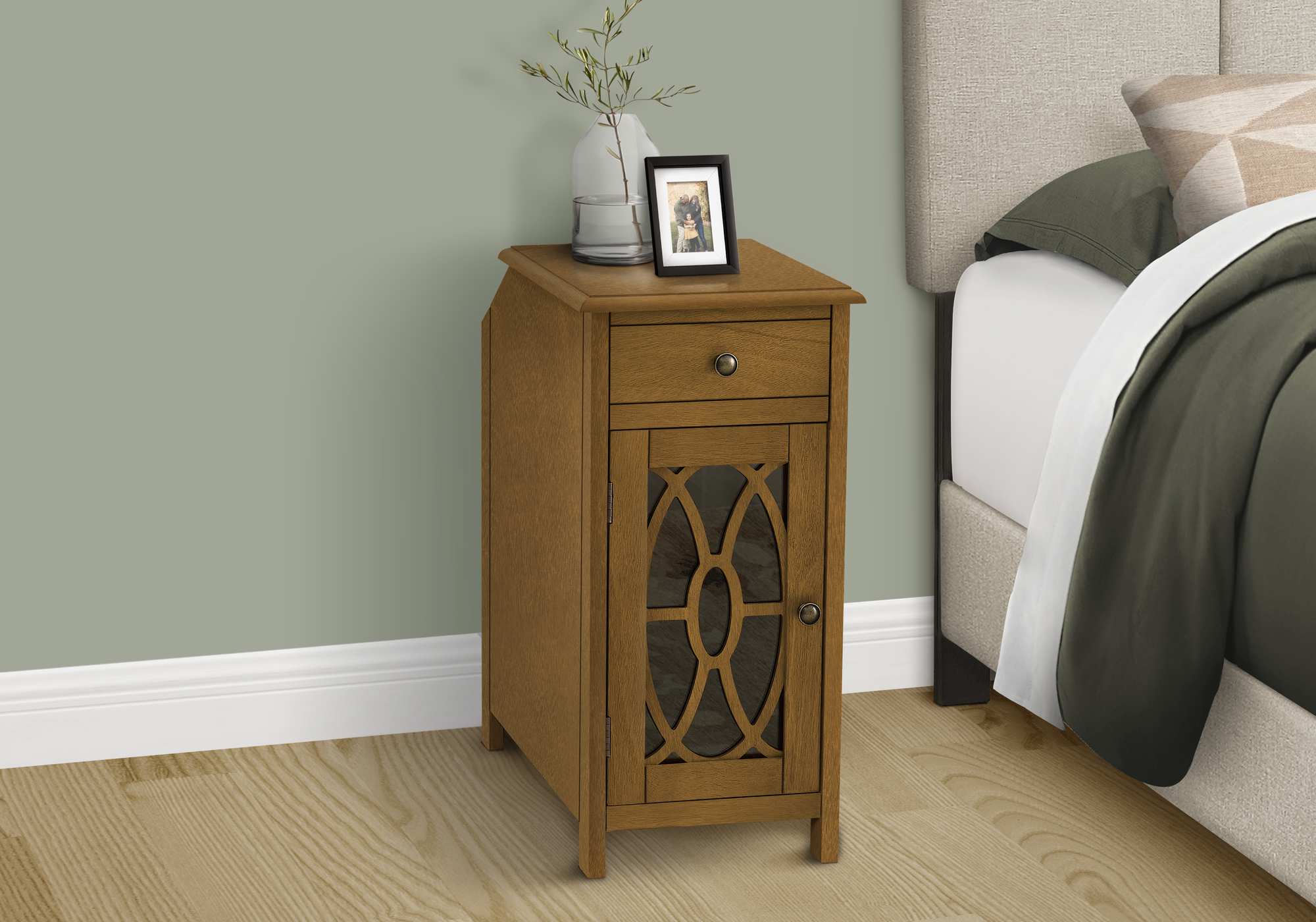 ACCENT TABLE - 24"H / DARK TAUPE VENEER END TABLE
