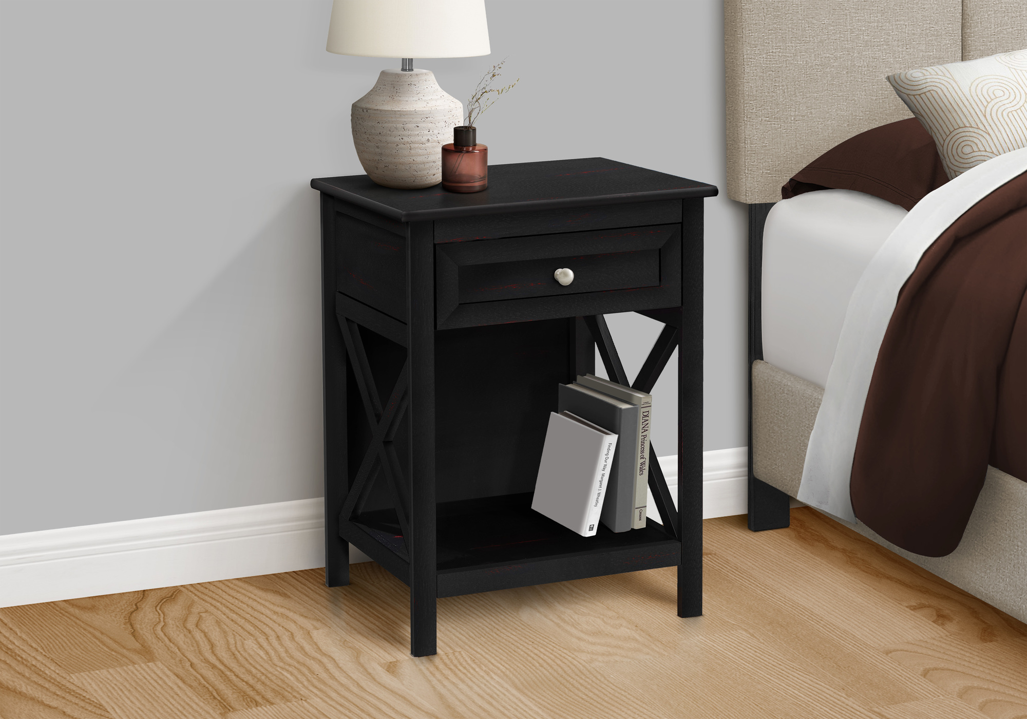 ACCENT TABLE - 25"H / BLACK VENEER END TABLE