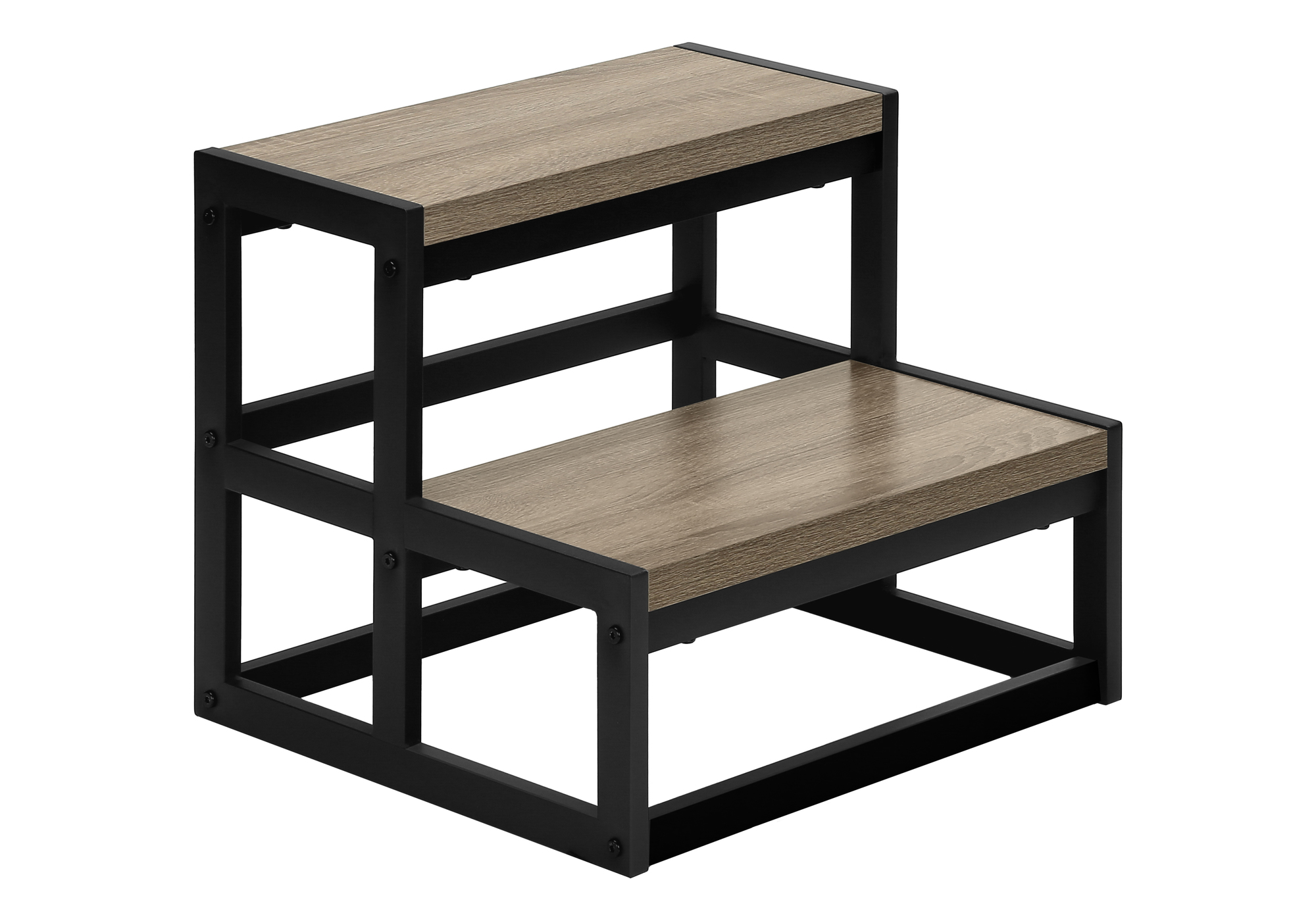 LADDER - 2 STEP STOOL / DARK TAUPE / BLACK METAL