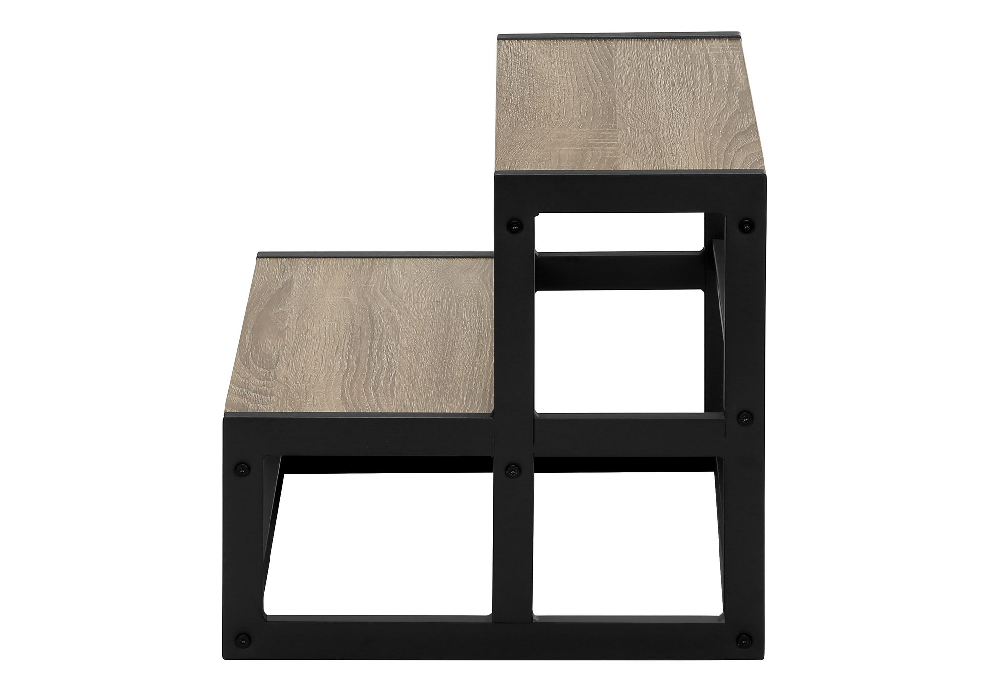 LADDER - 2 STEP STOOL / DARK TAUPE / BLACK METAL