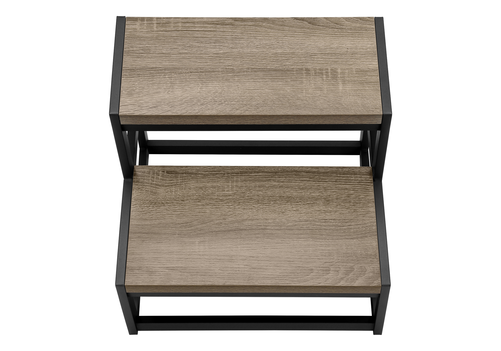 LADDER - 2 STEP STOOL / DARK TAUPE / BLACK METAL