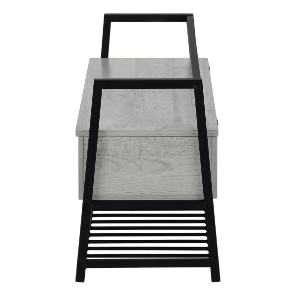 BENCH - 42"L / GREY STORAGE / BLACK METAL