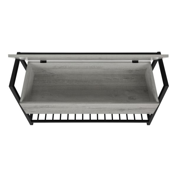 BENCH - 42"L / GREY STORAGE / BLACK METAL