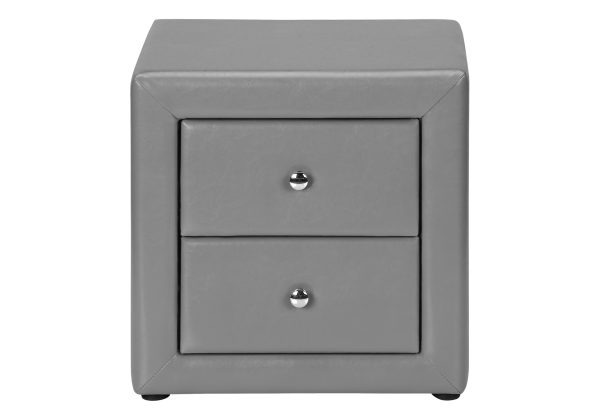 NIGHTSTAND - 21"H / GREY LEATHER-LOOK