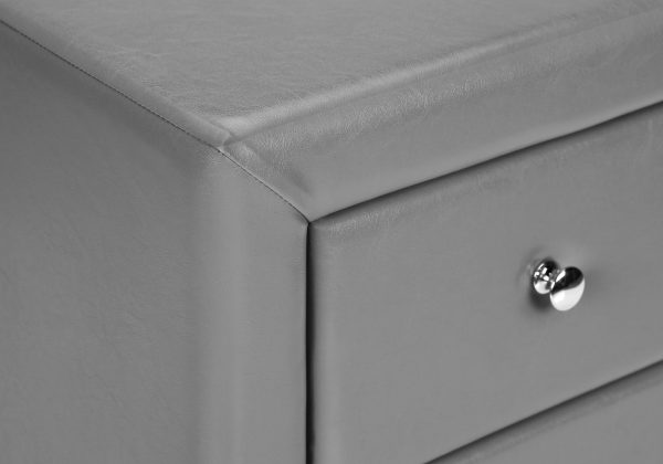 NIGHTSTAND - 21"H / GREY LEATHER-LOOK
