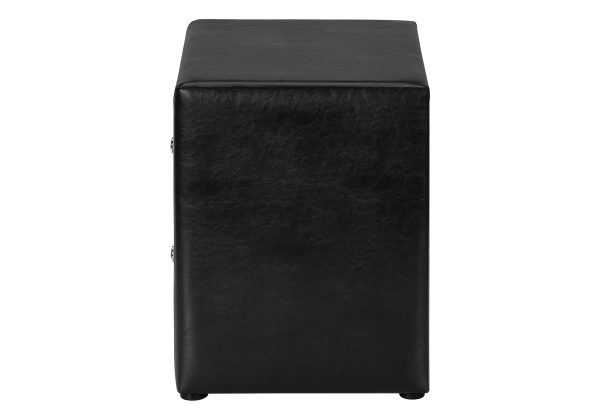 NIGHTSTAND - 21"H / BLACK LEATHER-LOOK