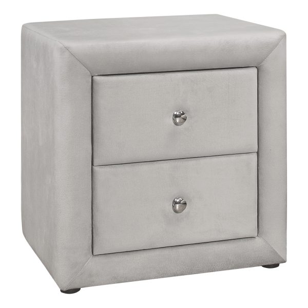 NIGHTSTAND - 21"H / LIGHT GREY VELVET
