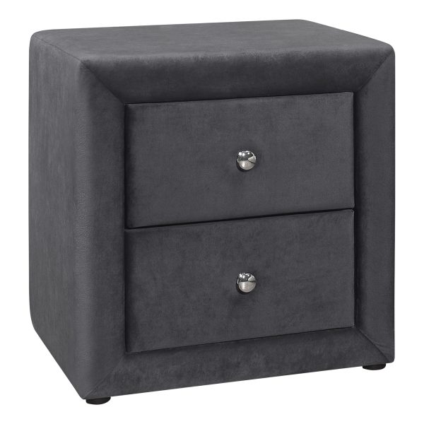 NIGHTSTAND - 21"H / DARK GREY VELVET