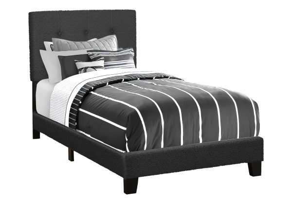 BED - TWIN SIZE / BLACK BOUCLE FABRIC