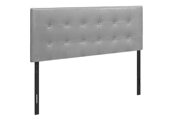 BED - FULL SIZE / GREY LEATHER-LOOK HEADBOARD ONLY