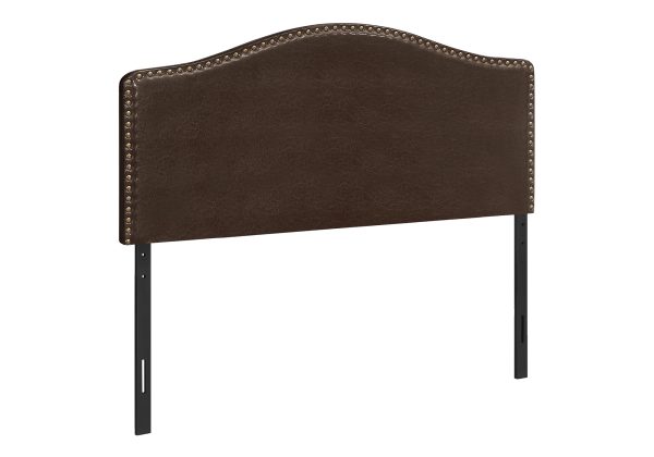 BED - FULL SIZE / BROWN LEATHER-LOOK HEADBOARD ONLY