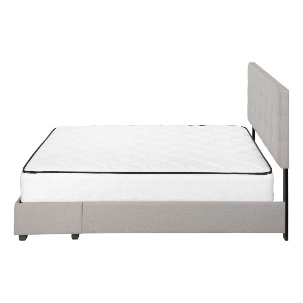 BED - QUEEN SIZE / GREY LINEN WITH 2 STORAGE DRAWERS