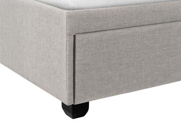 BED - QUEEN SIZE / GREY LINEN WITH 2 STORAGE DRAWERS