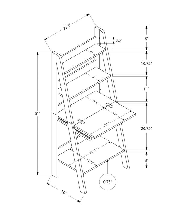 COMPUTER DESK - 61"H / ESPRESSO LADDER STYLE