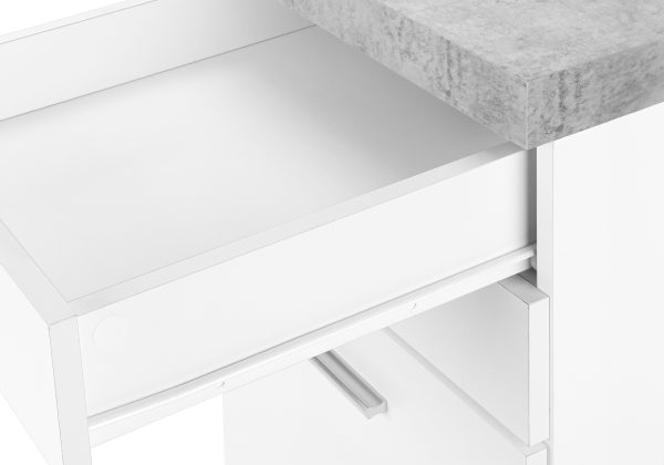 FILING CABINET - 3 DRAWER / WHITE / CEMENT-LOOK ON CASTOR