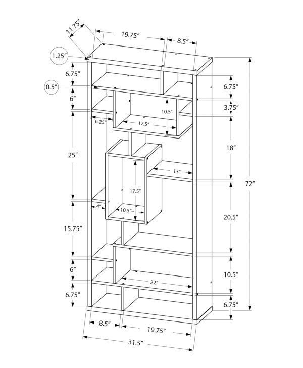 BOOKCASE - 72"H / WHITE
