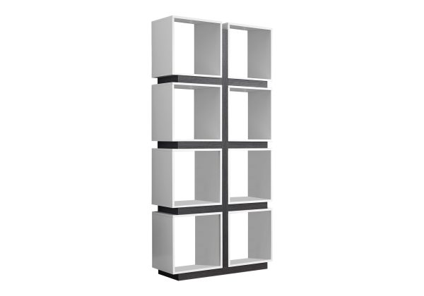 BOOKCASE - 71"H / WHITE / GREY