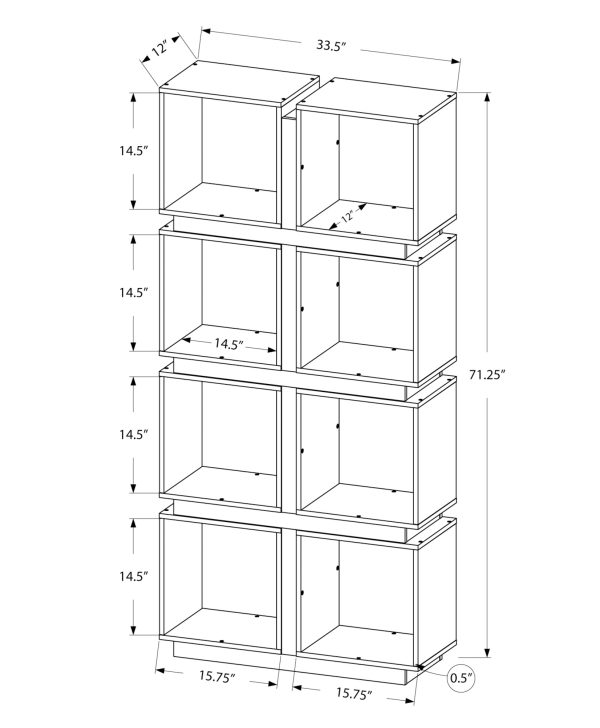 BOOKCASE - 71"H / WHITE / GREY