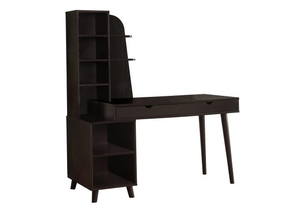 COMPUTER DESK - 55"L / ESPRESSO WITH BOOKCASE