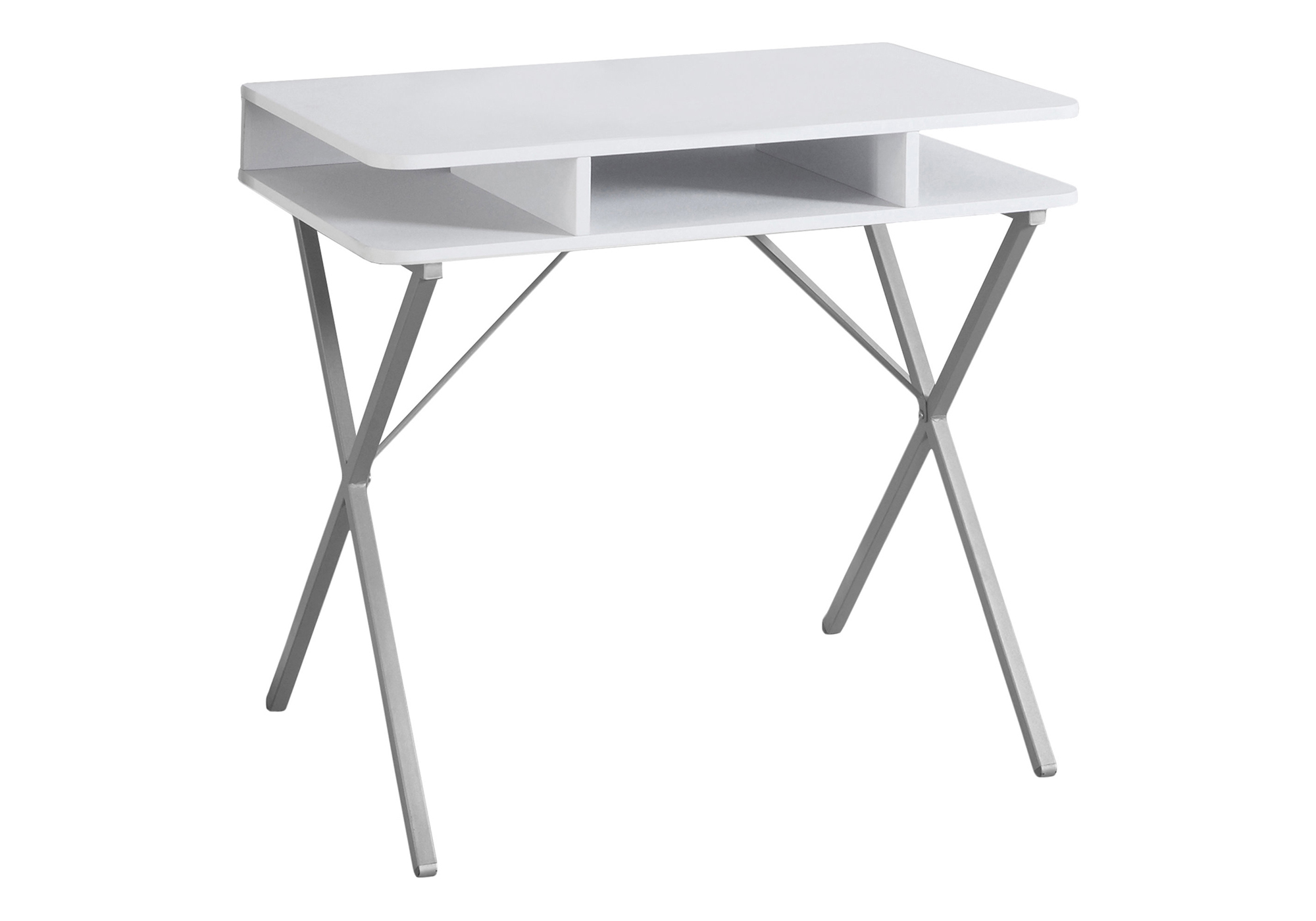 COMPUTER DESK - 31"L / WHITE TOP / SILVER METAL