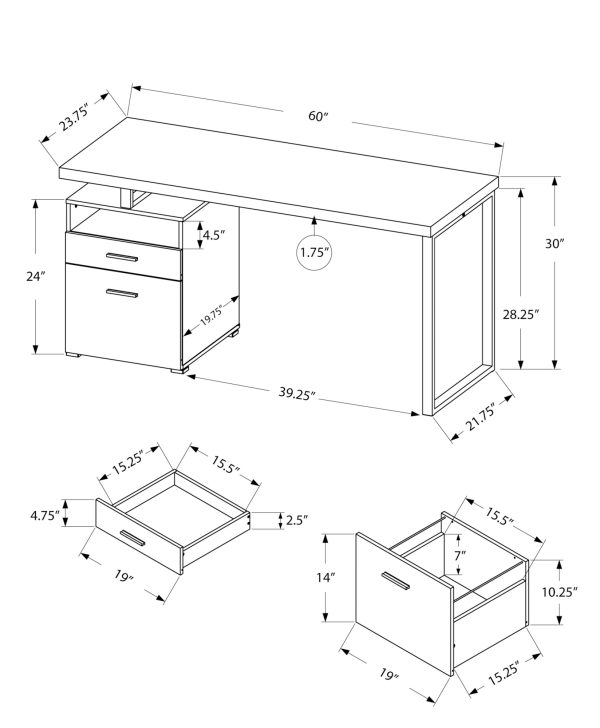 COMPUTER DESK - 60"L / ESPRESSO / SILVER METAL