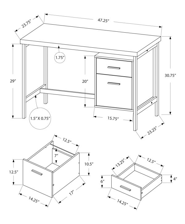 COMPUTER DESK - 48"L / DARK TAUPE / SILVER METAL