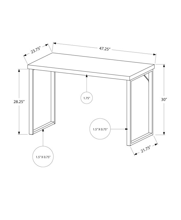 COMPUTER DESK - 48"L / WHITE / SILVER METAL