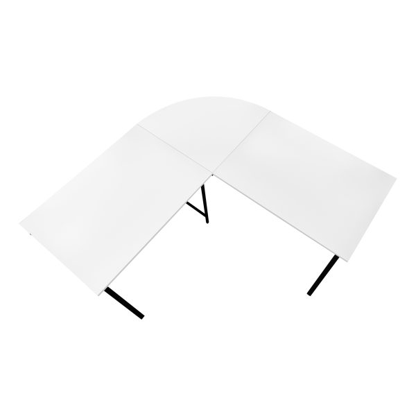 COMPUTER DESK - 55"L / WHITE TOP / BLACK METAL CORNER