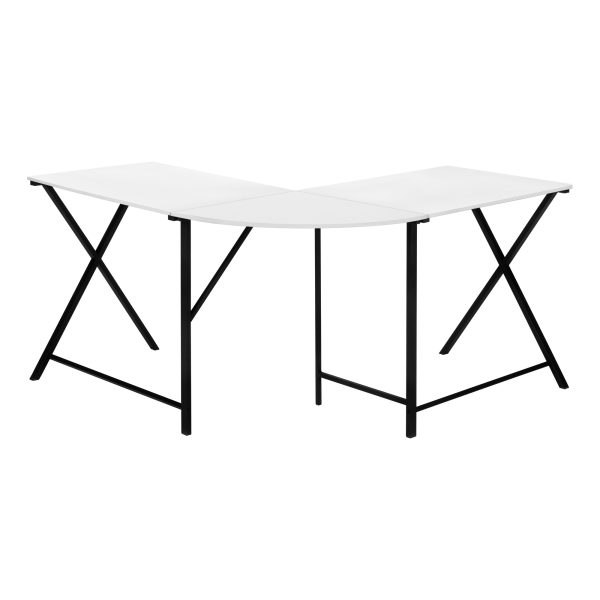 COMPUTER DESK - 55"L / WHITE TOP / BLACK METAL CORNER