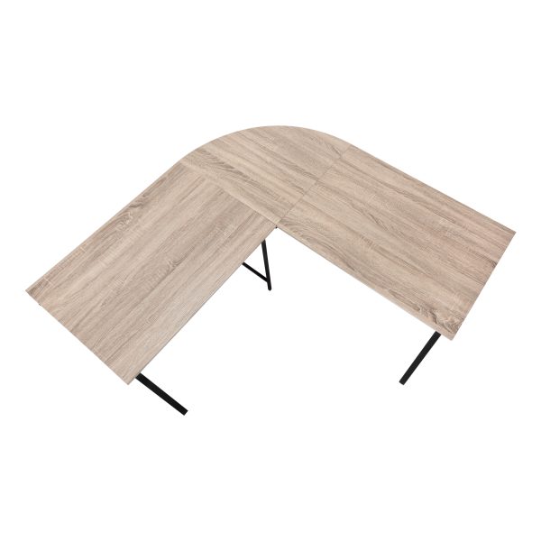 COMPUTER DESK - 55"L / DARK TAUPE TOP/ BLACK METAL CORNER