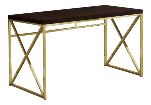 COMPUTER DESK - 48"L / ESPRESSO / GOLD METAL