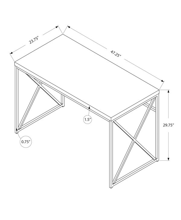COMPUTER DESK - 48"L / GLOSSY WHITE / CHROME METAL