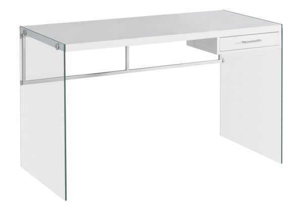 COMPUTER DESK - 48"L / GLOSSY WHITE / TEMPERED GLASS