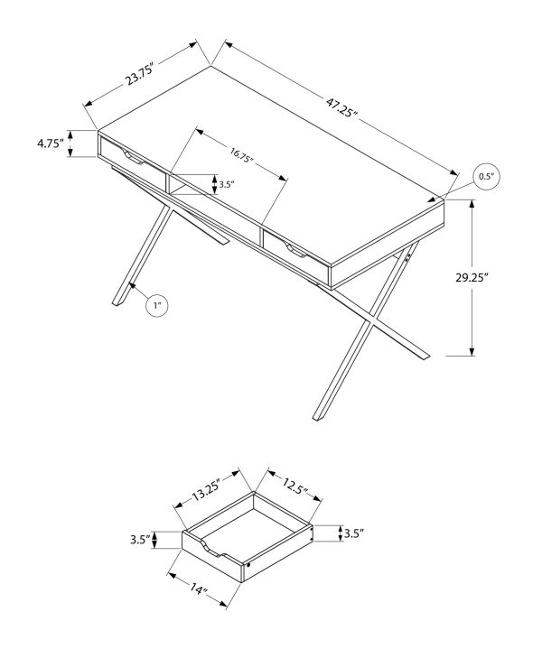 COMPUTER DESK - 48"L / ESPRESSO / GOLD METAL