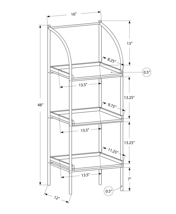 BOOKCASE - 48"H / DARK TAUPE / BLACK METAL