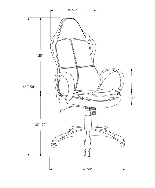 OFFICE CHAIR - BLACK / RED FABRIC / MULTI POSITION