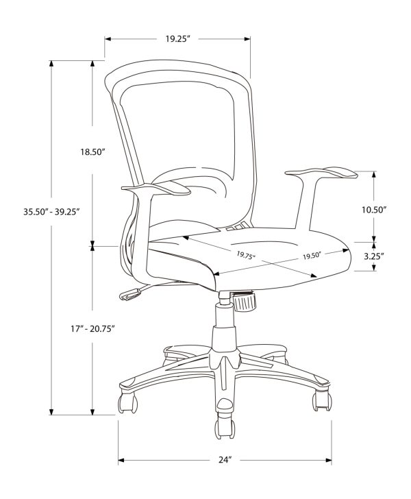OFFICE CHAIR - BLACK MESH MID-BACK / MULTI-POSITION