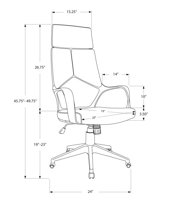 OFFICE CHAIR - WHITE / GREY FABRIC / HIGH BACK EXECUTIVE