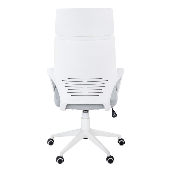 OFFICE CHAIR - WHITE / GREY FABRIC / HIGH BACK EXECUTIVE