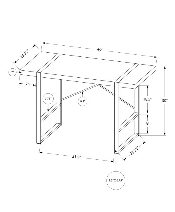 COMPUTER DESK - 48"L / ESPRESSO / BLACK METAL