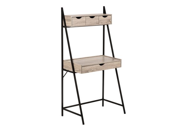 COMPUTER DESK - 32"L / DARK TAUPE / BLACK METAL