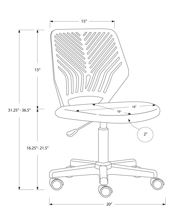 OFFICE CHAIR - WHITE JUVENILE / BLACK BASE ON CASTORS
