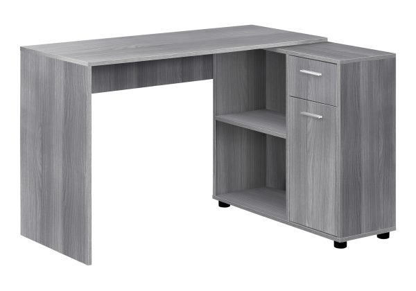 COMPUTER DESK - 46"L / GREY WITH A STORAGE CABINET