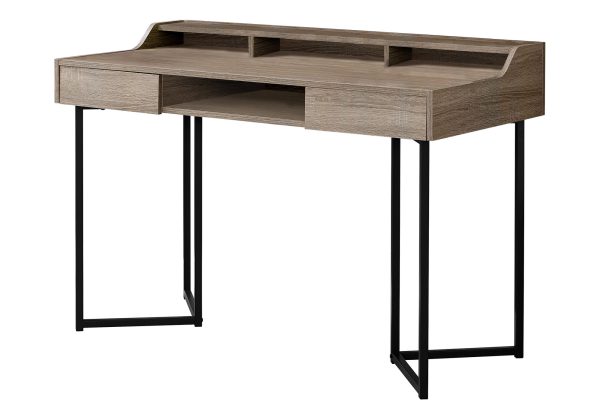 COMPUTER DESK - 48"L / DARK TAUPE / BLACK METAL